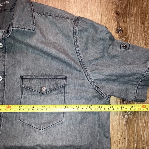 Calvin Klein Jeans Men Medium Button Short Sleeve Shirt in Black Rinse | Y2K - Picture 5 of 12